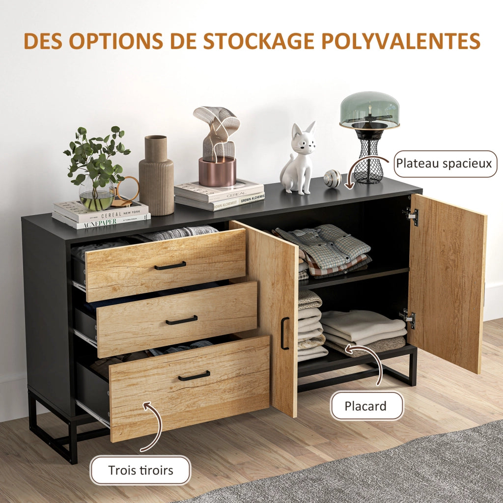 Buffet con 3 cassetti e ripiano regolabile ¨C Minimal ¨C acciaio, alluminio