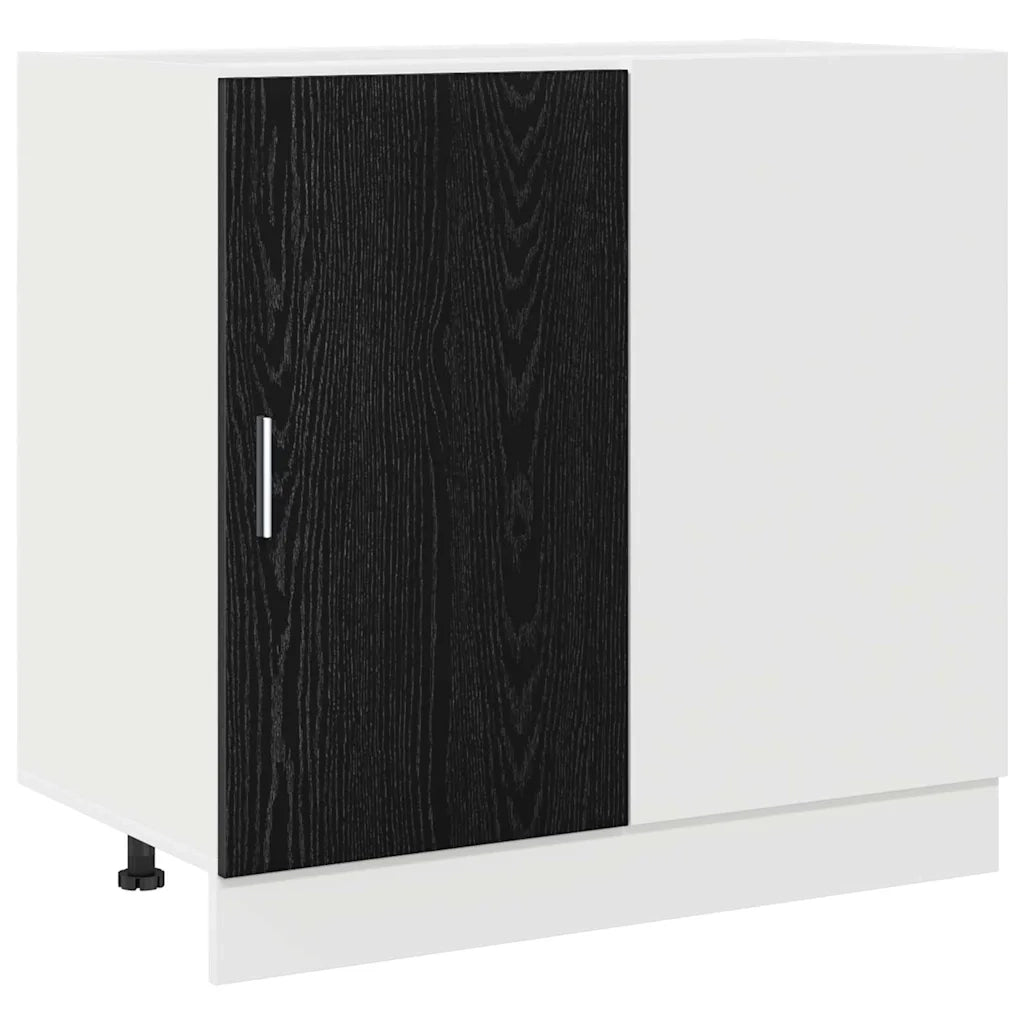 Mobile Base d'Angolo per Cucina con porta-Base da Cucina Riga Rovere nero