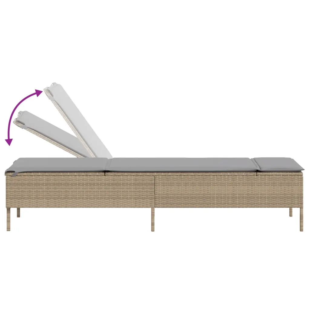 Lettini Prendisole 2 pz con Cuscini Beige in Polyrattan 3261590