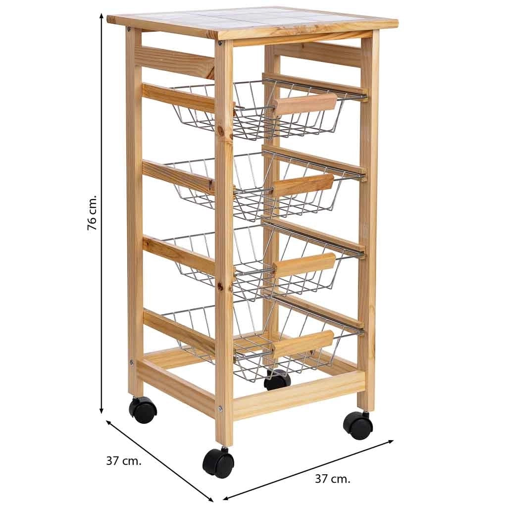 Carrello cucina in legno 37x37x76h cm