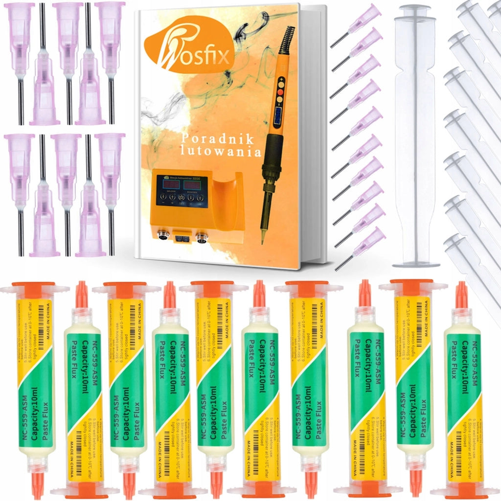 Flux in Siringa NC-559-ASM – No-Clean, Gel Facile da Applicare | 10cc, 20x Aghi, 10x Pistoni