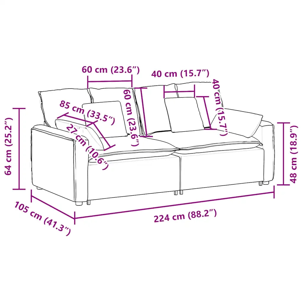 Divano Modulare con Cuscini Grigio Scuro 3321130