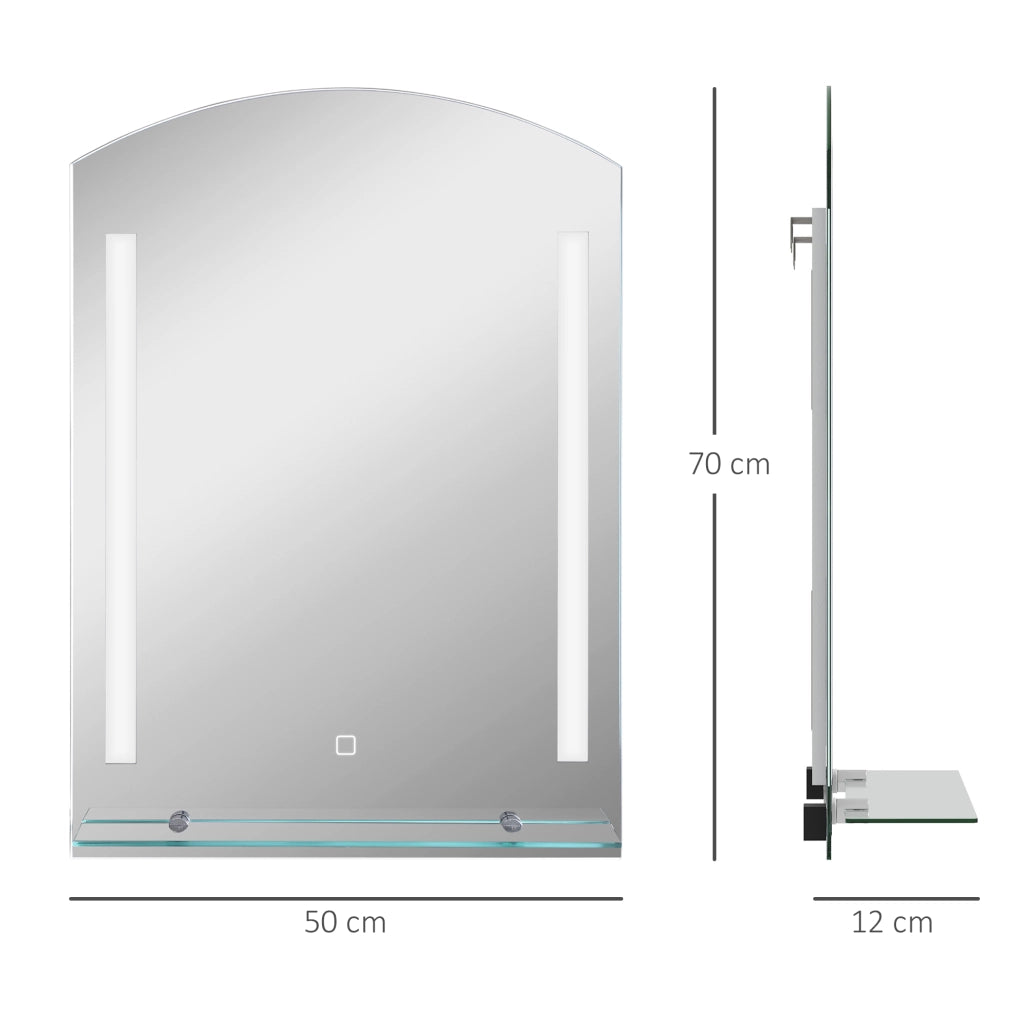 Specchio Bagno con Luci LED e Ripiano Vetro ¨C Minimal ¨C 70x50 cm