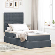 Letto con contenitore e LED Grigio scuro 90 x 190 cm Velluto
