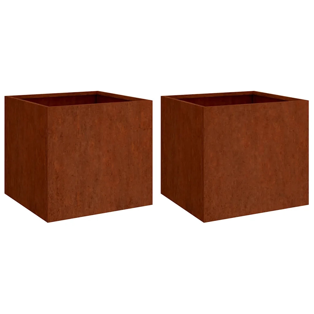 2 pz Fioriere | Cassetta per fiori | Vaso 49x47x46 cm Acciaio Corten