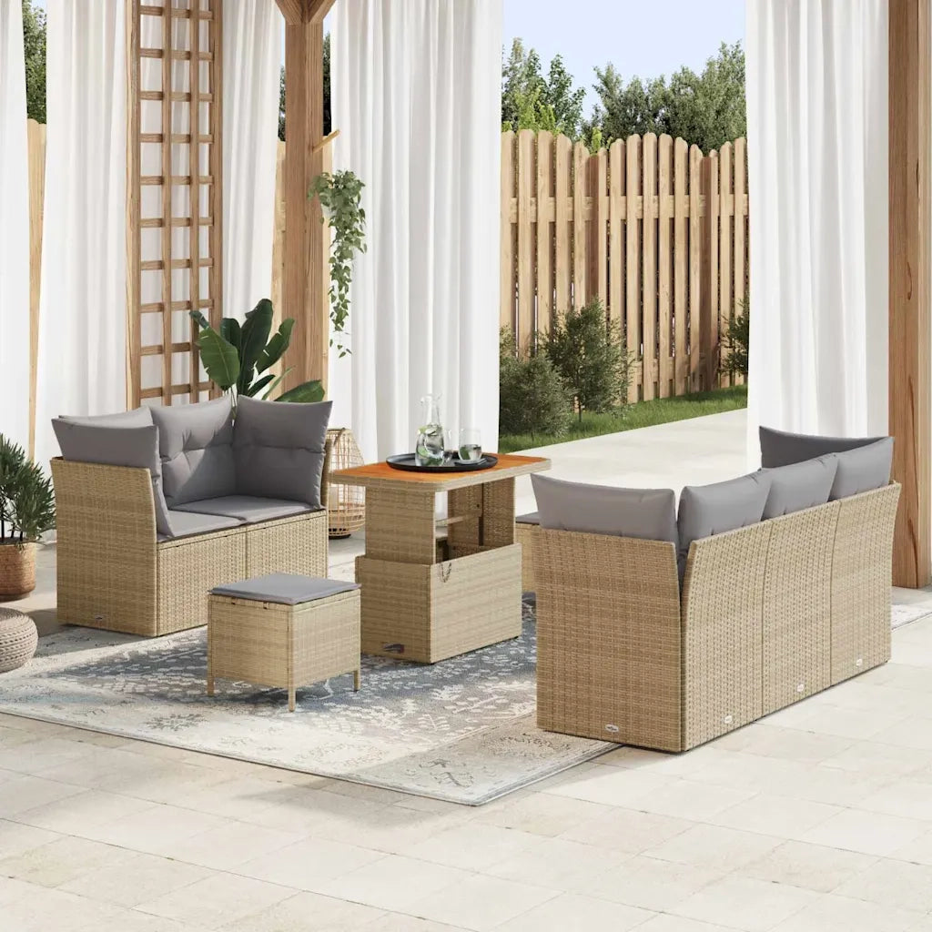 Set Divano da Giardino con cuscino 8 pcs beige e grigio chiaro 3363382