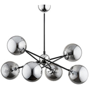 Plafoniera moderna nero grafite cromata 6xE14 Sagito Alfa