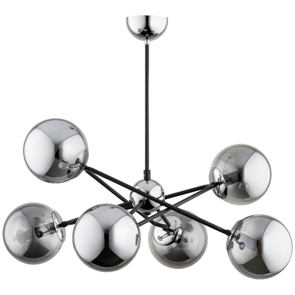 Plafoniera moderna nero grafite cromata 6xE14 Sagito Alfa