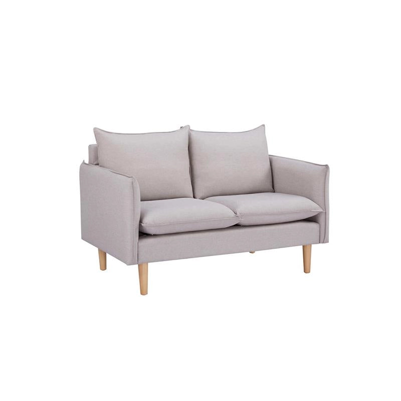 DIVANO A 2 POSTI CON GAMBE IN LEGNO DI COLORE BEIGE 130X84X82CM