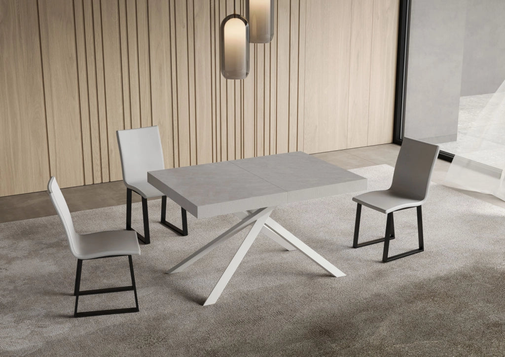 Tavolo allungabile 120/224x90 cm Niket cashmere gambe bianche