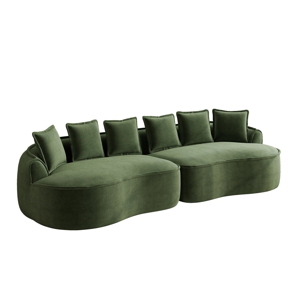 Divano 4 Posti in Tessuto Chenille con Cuscini ¨C MINIMAL ¨C Verde