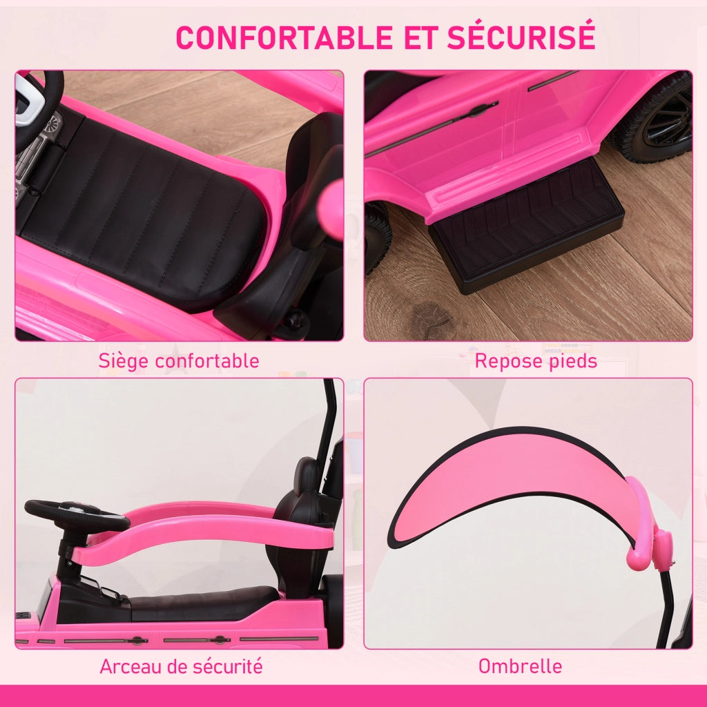 Cavalcabile Auto Bambini 12-36 Mesi ¨C Xylo ¨C Rosa con Clacson Parasole