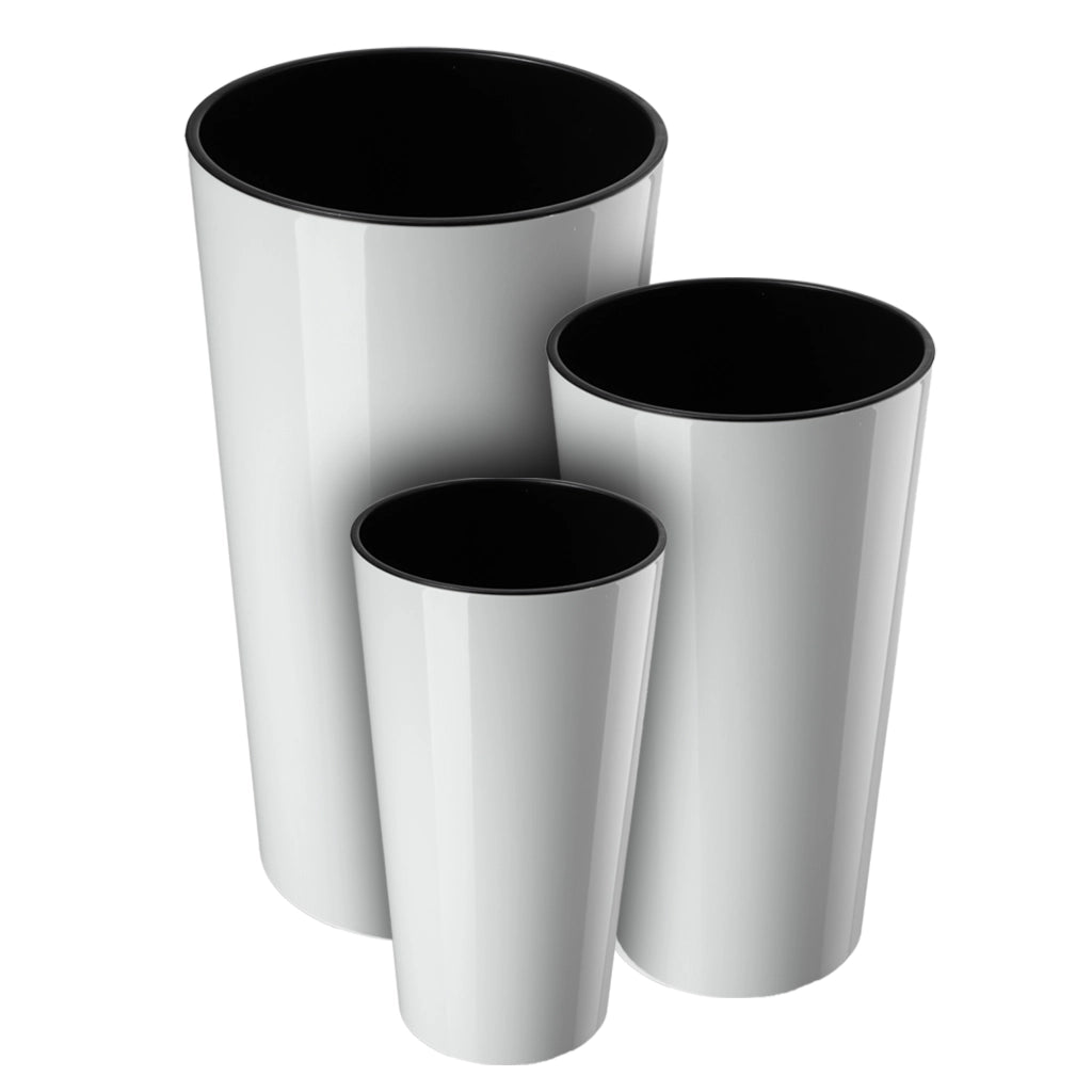 Vaso da fiori KADAX 26 cm con coperchio e inserto, in plastica bianca.