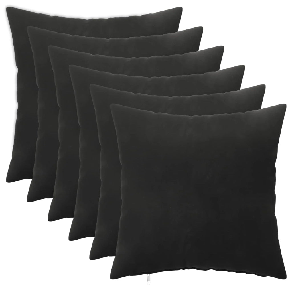 Federa 6 pcs HEERLEN Nero 50 x 50 cm Velluto 910799