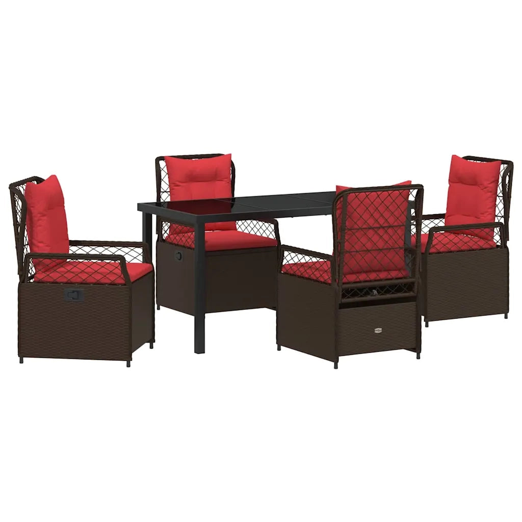 Set da Pranzo per Giardino 5 pcs Marrone polyrattan 3381046