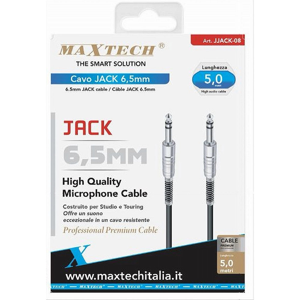 Trade Shop - Cavo Collegamento 2 Jack Da 6.5mm 5metri Cavetto Microfono Audio Stereo Jjack-08 -