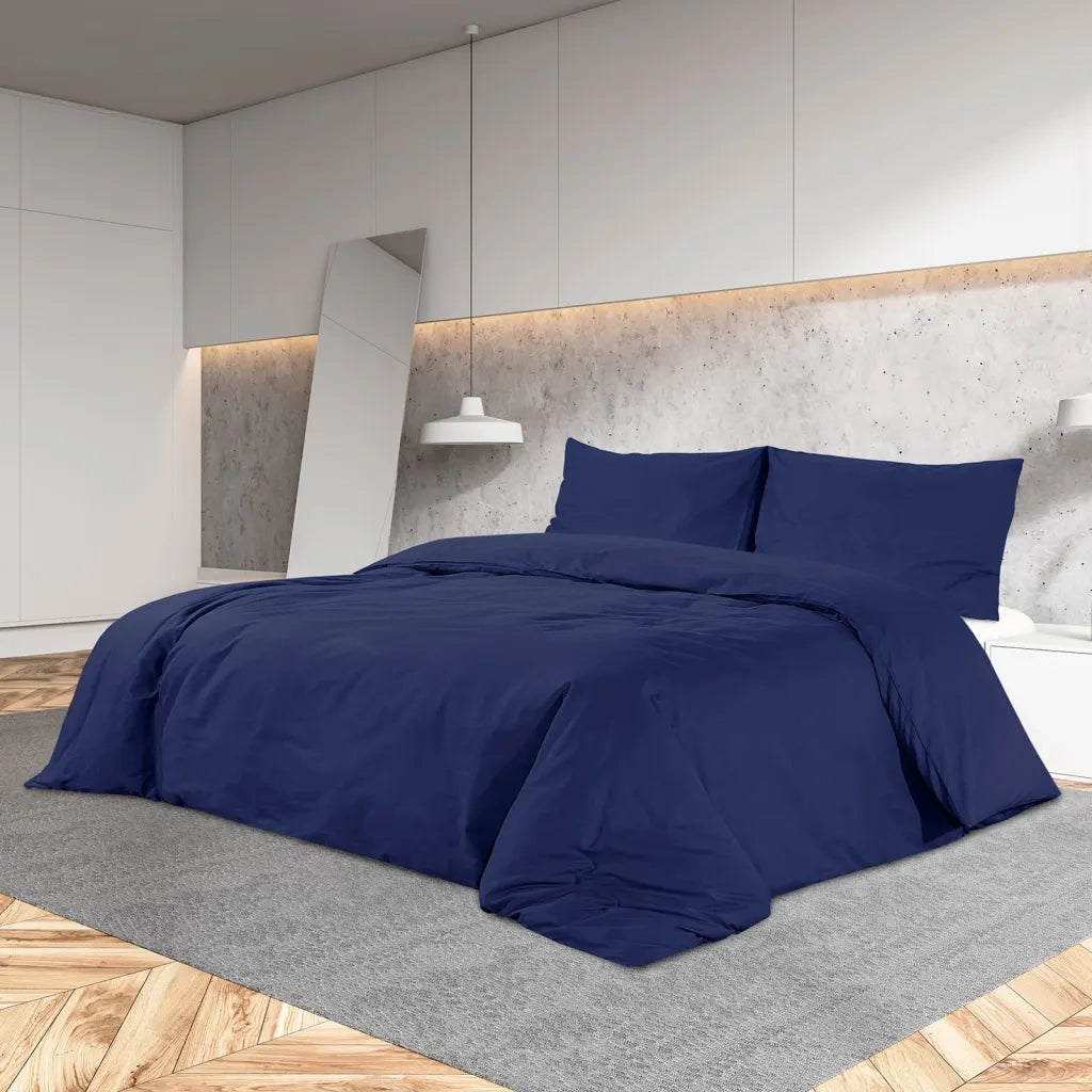 Set Copripiumino Blu Marino 140x200 cm in Cotone 136145
