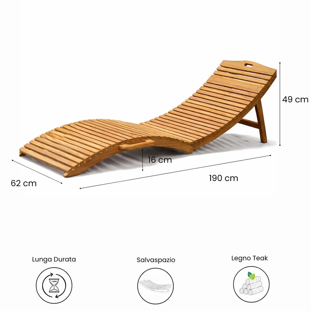 Lettino Prendisole Pieghevole in Legno Teak - Paraiso