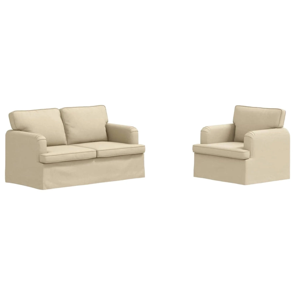 Set di divani 2 pcs Crema 144 x 80 x 85 cm Tessuto 3407521