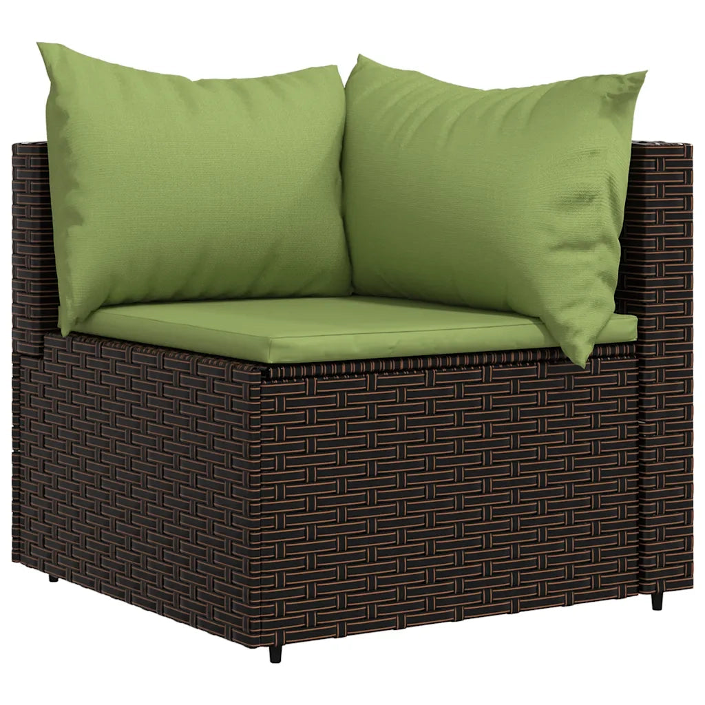 Divani Angolari da Giardino con Cuscini 2pz Polyrattan Marrone 319826