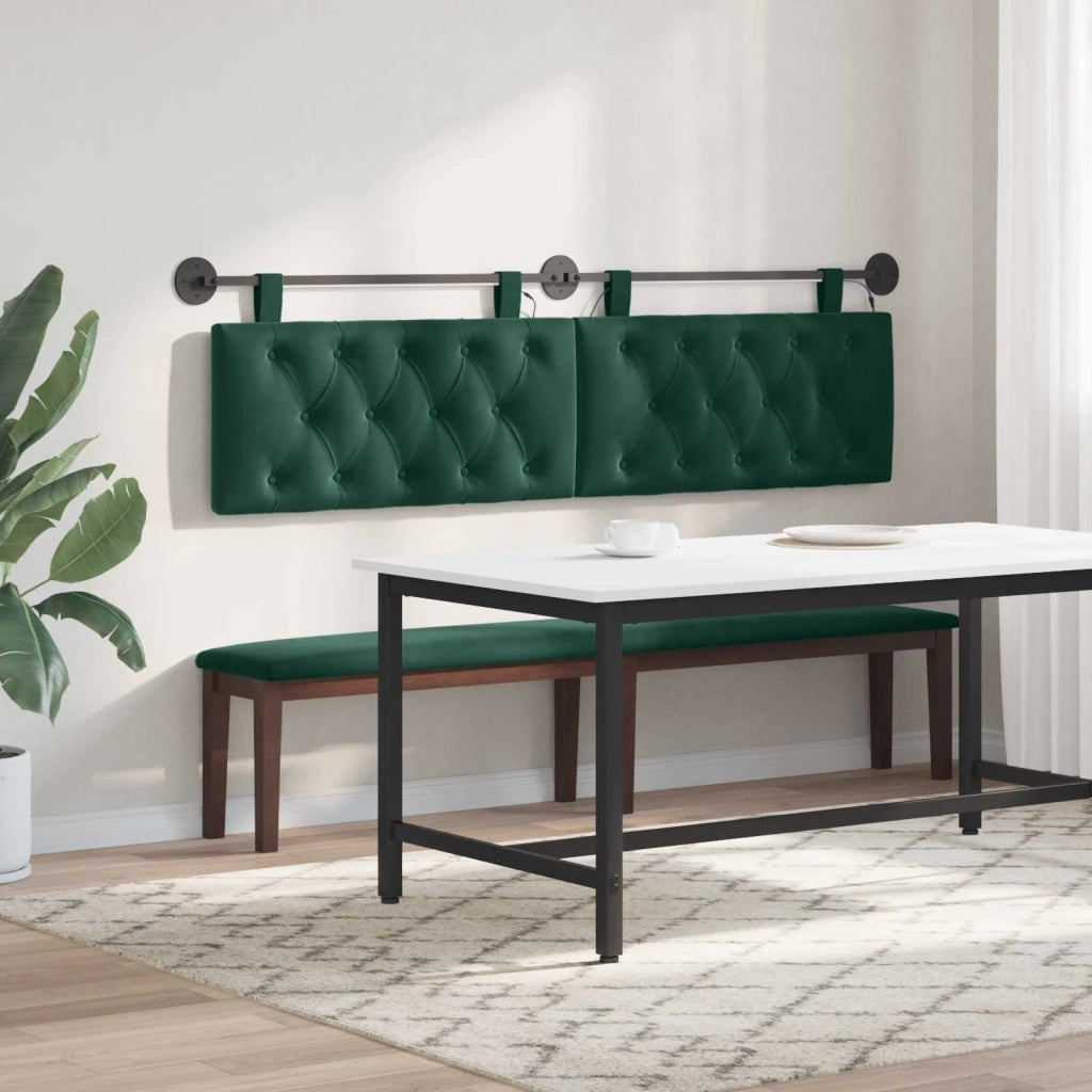 Testiera sospesa Con luce LED Verde Scuro Velluto 3424695