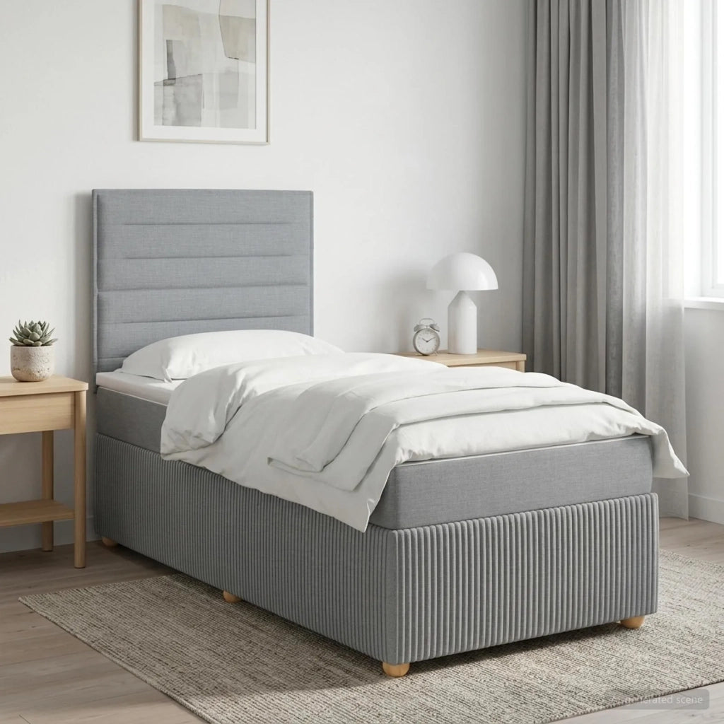 Letto Box Spring LED con Materasso Grigio Chiaro 80 x 200 cm 3455720
