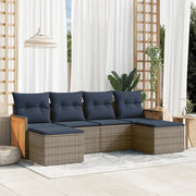 Set Divani da Giardino 6 pz con Cuscini Grigio in Polyrattan 3227902