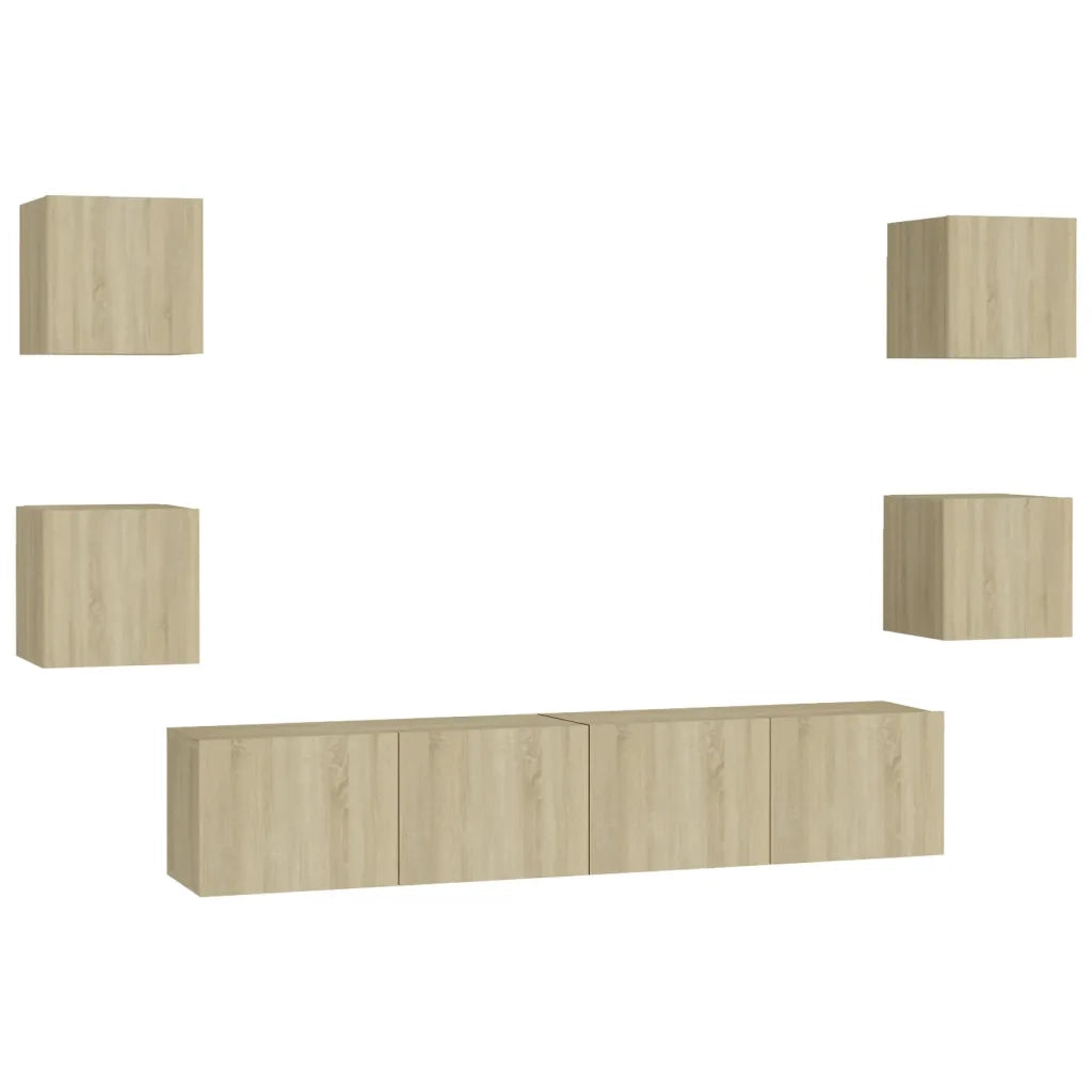 Set di Mobili TV 6 pz | Armadietto TV | Mobile Porta TV Rovere Sonoma in Legno Multistrato