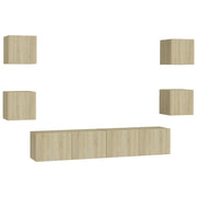 Set di Mobili TV 6 pz | Armadietto TV | Mobile Porta TV Rovere Sonoma in Legno Multistrato