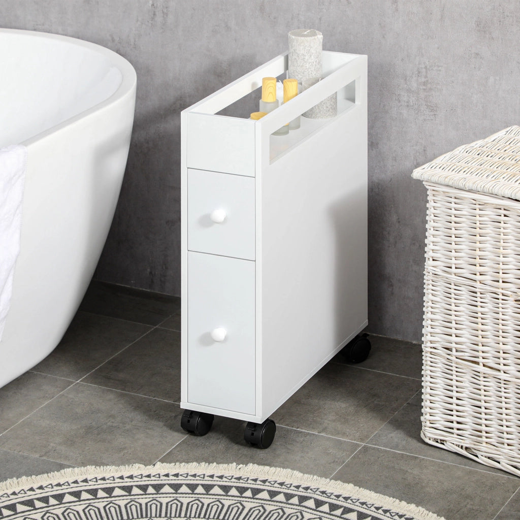 Mobile Bagno Sottolavabo con Cassetti e Ruote ¨C Minimal ¨C Bianco 16x49.5x66 cm