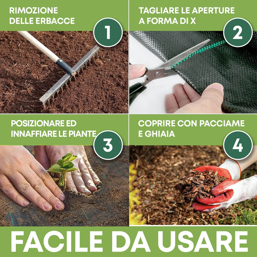 Telo Pacciamatura Premium Stop Erbe Infestanti Antistrappo Uv Resistente Permeabile Drenante Telo Orto Giardino Serra Polipropilene Contro Le Erbacce Pavimentazioni Pavimento - 1x100 Mt