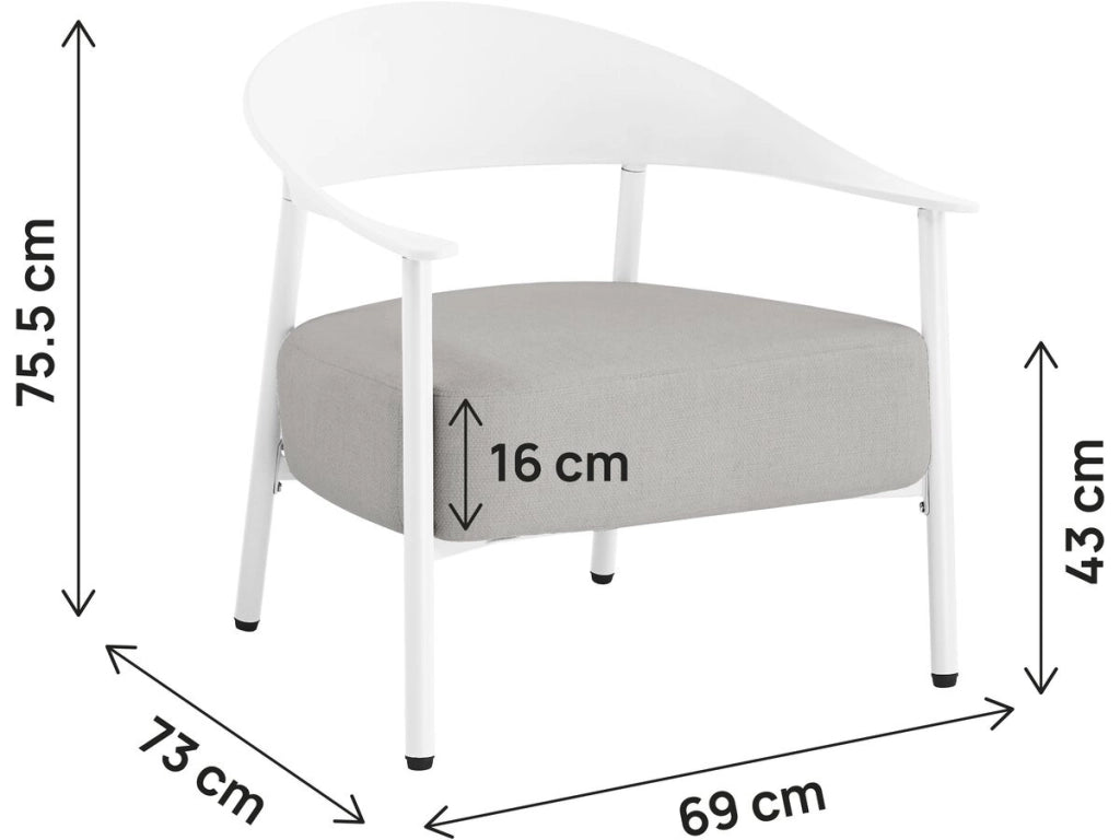 Set di 2 poltrone da giardino "Céora" in plastica e metallo - Bianco