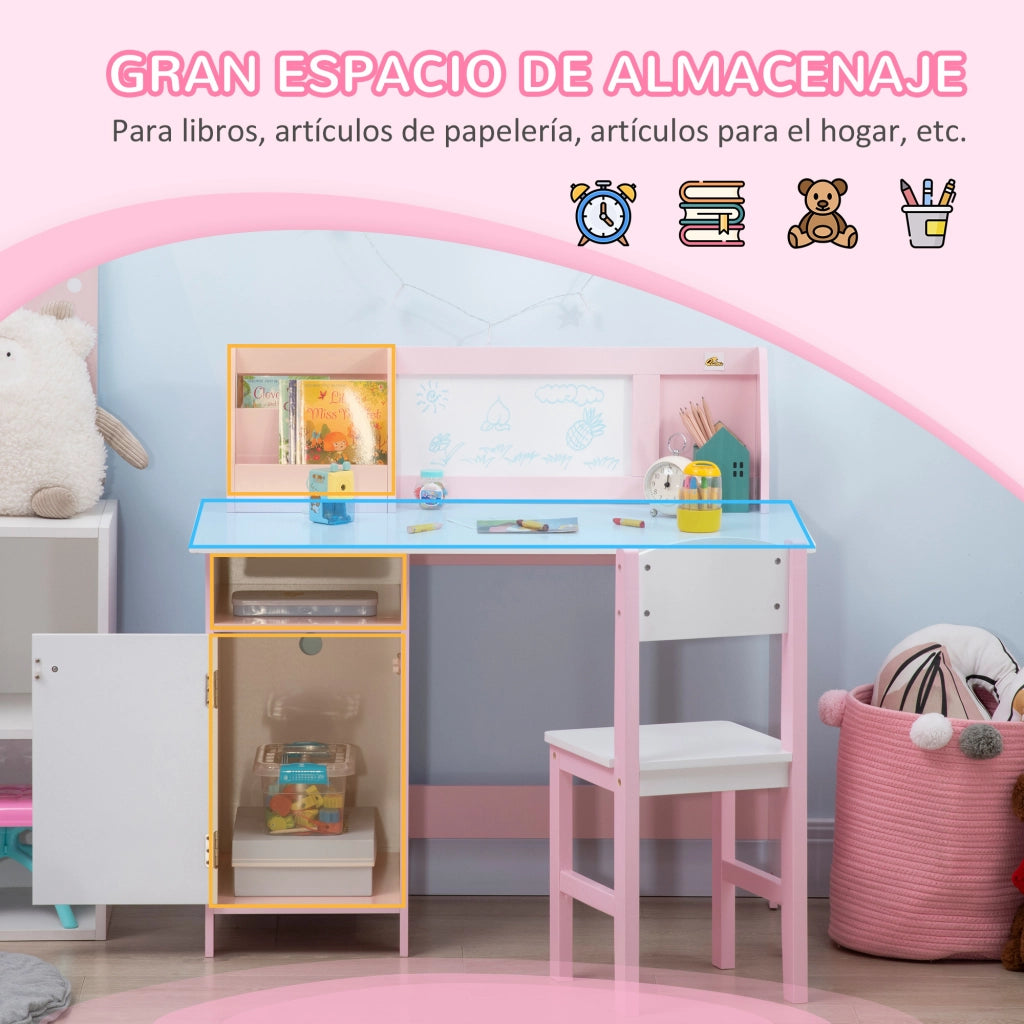 Scrivania Bambini con Sedia e Organizzatore ¨C Minimal ¨C 90x45x85 cm Rosa