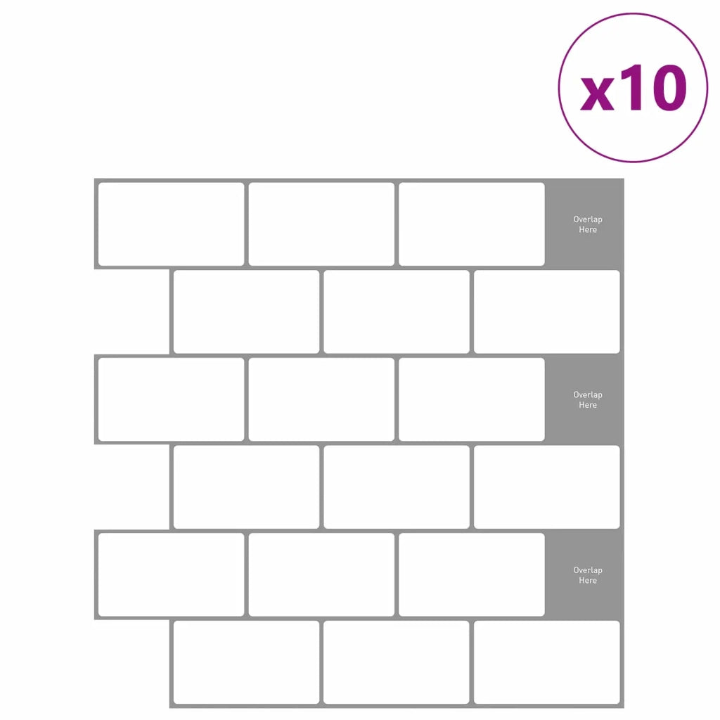 Piastrella subway 10 pcs Bianco e Grigio 30 x 30 cm 42046114
