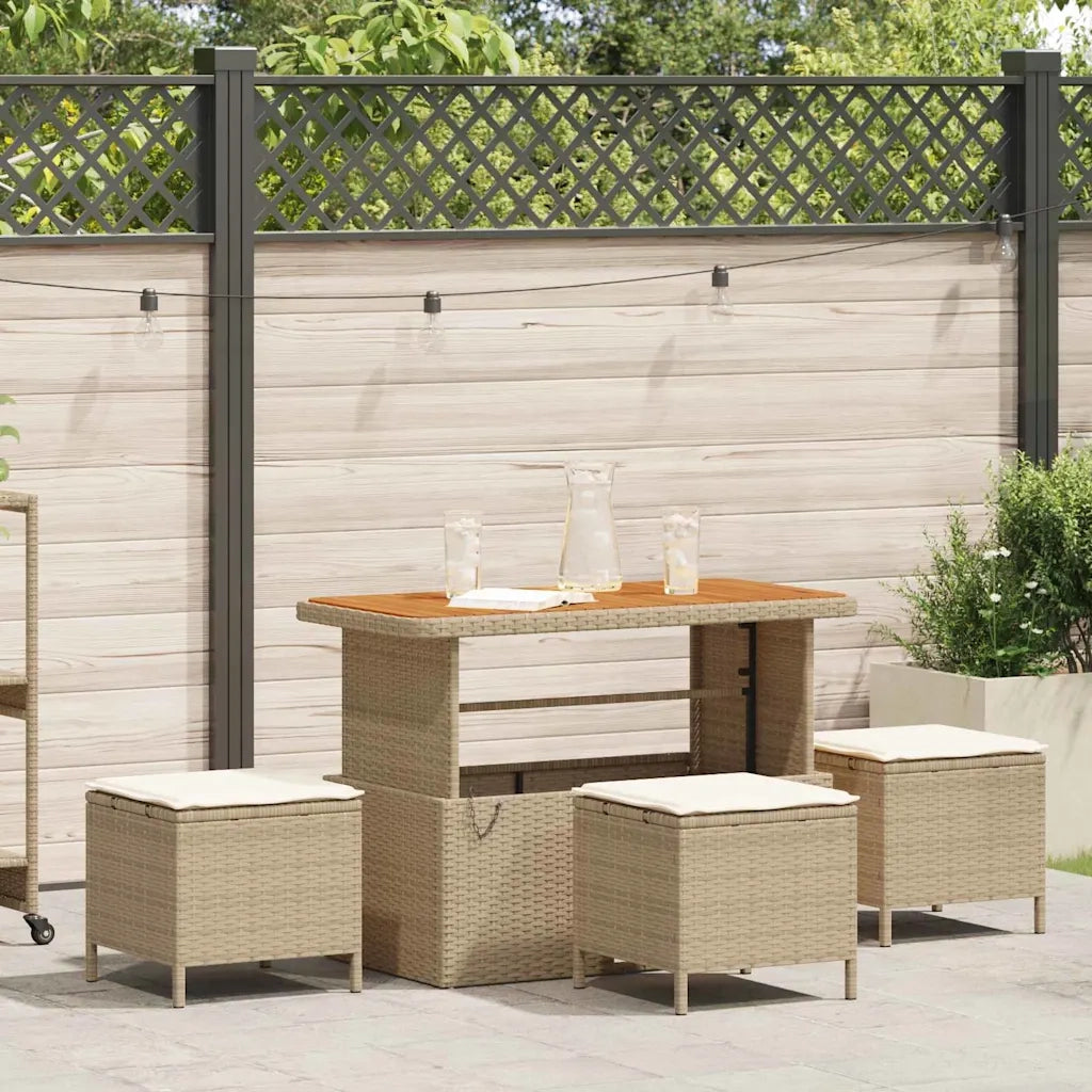 Set da Pranzo per Giardino | Set Salotto da Giardino Beige polyrattan