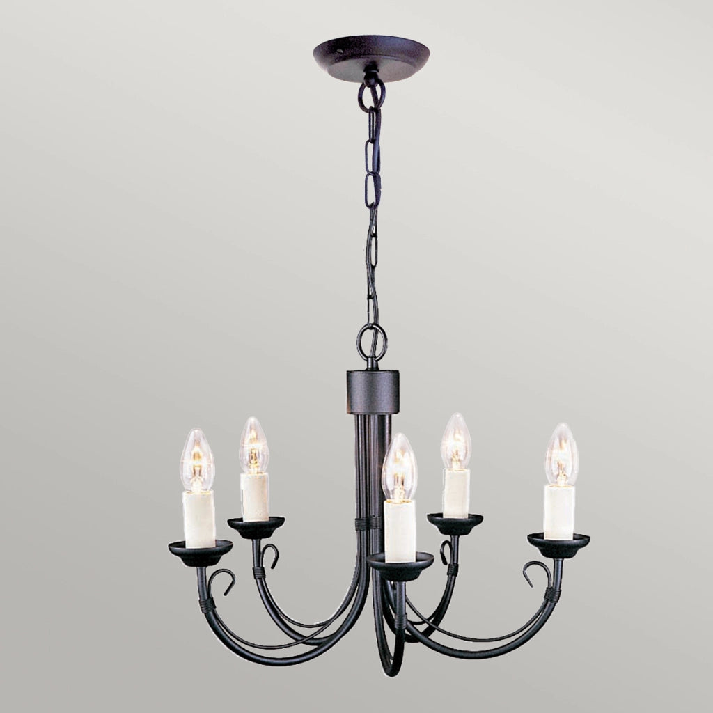 Lampadario rustico nero in metallo Chartwell 5xE14 Elstead