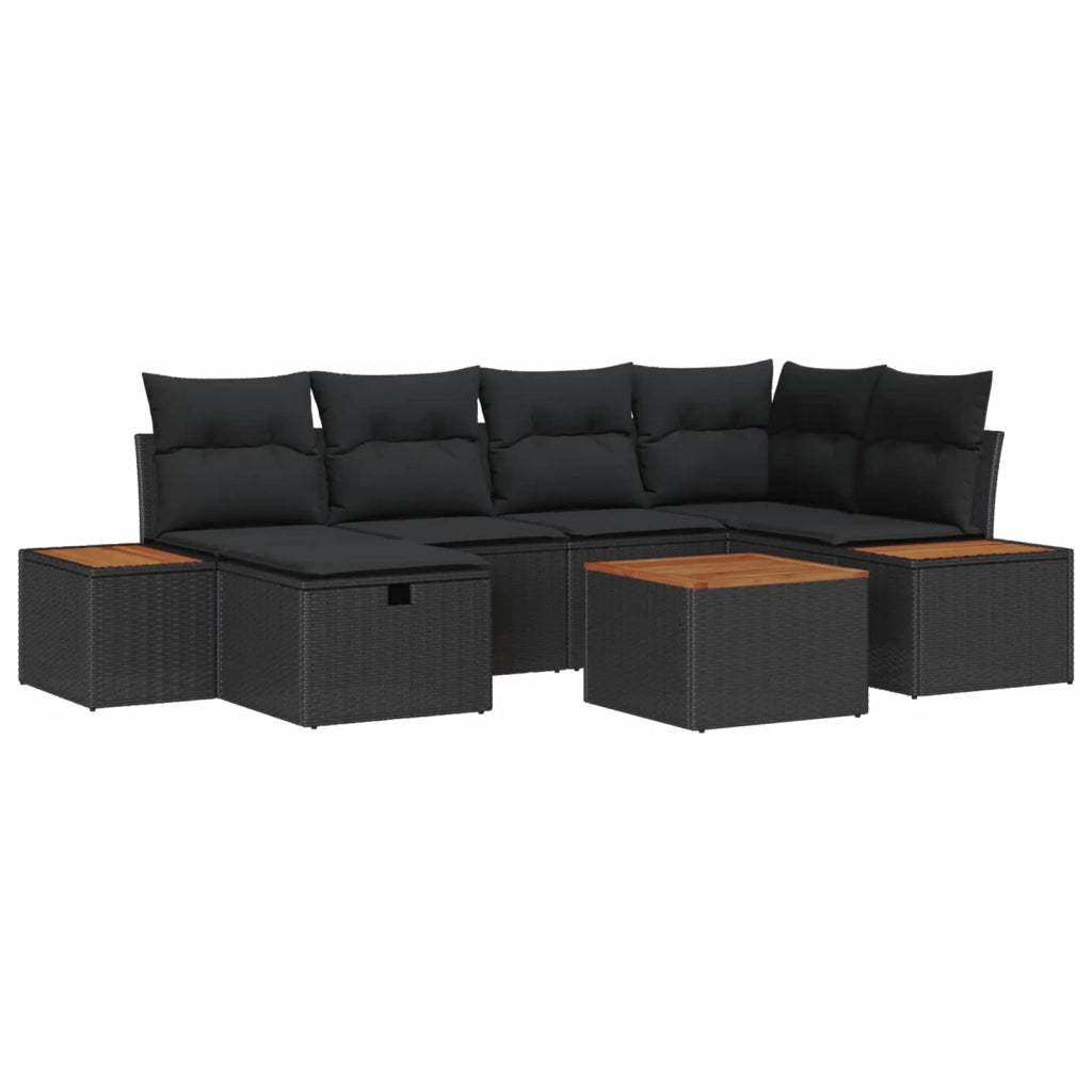 Set Divano da Giardino 7 pcs Nero 55 x 62 x 69 cm Poly Rattan