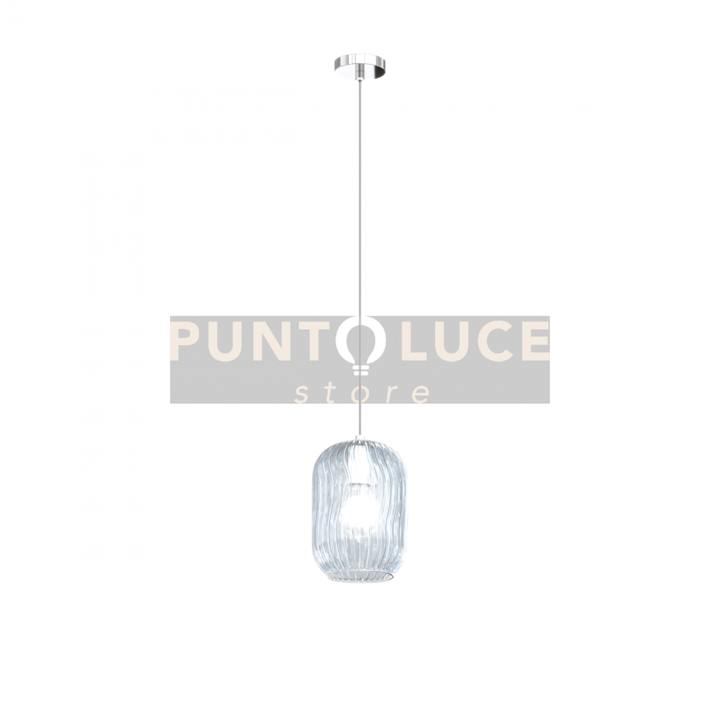 SOSPENSIONE CROMO 1 LUCE VETRO BLU 1181CR-S1-BL