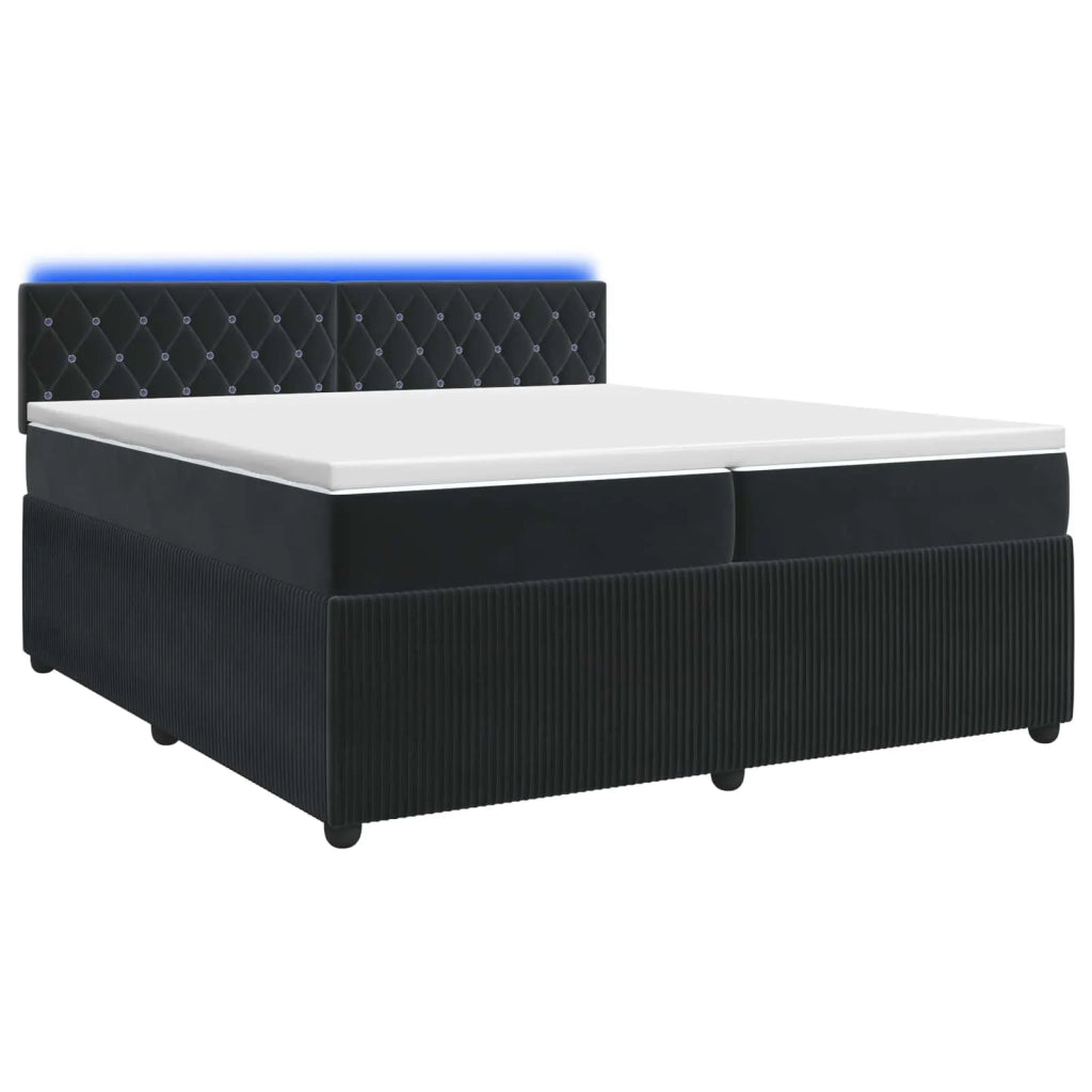 Letto box spring con materasso Nero 200 x 200 cm Velluto 3453205
