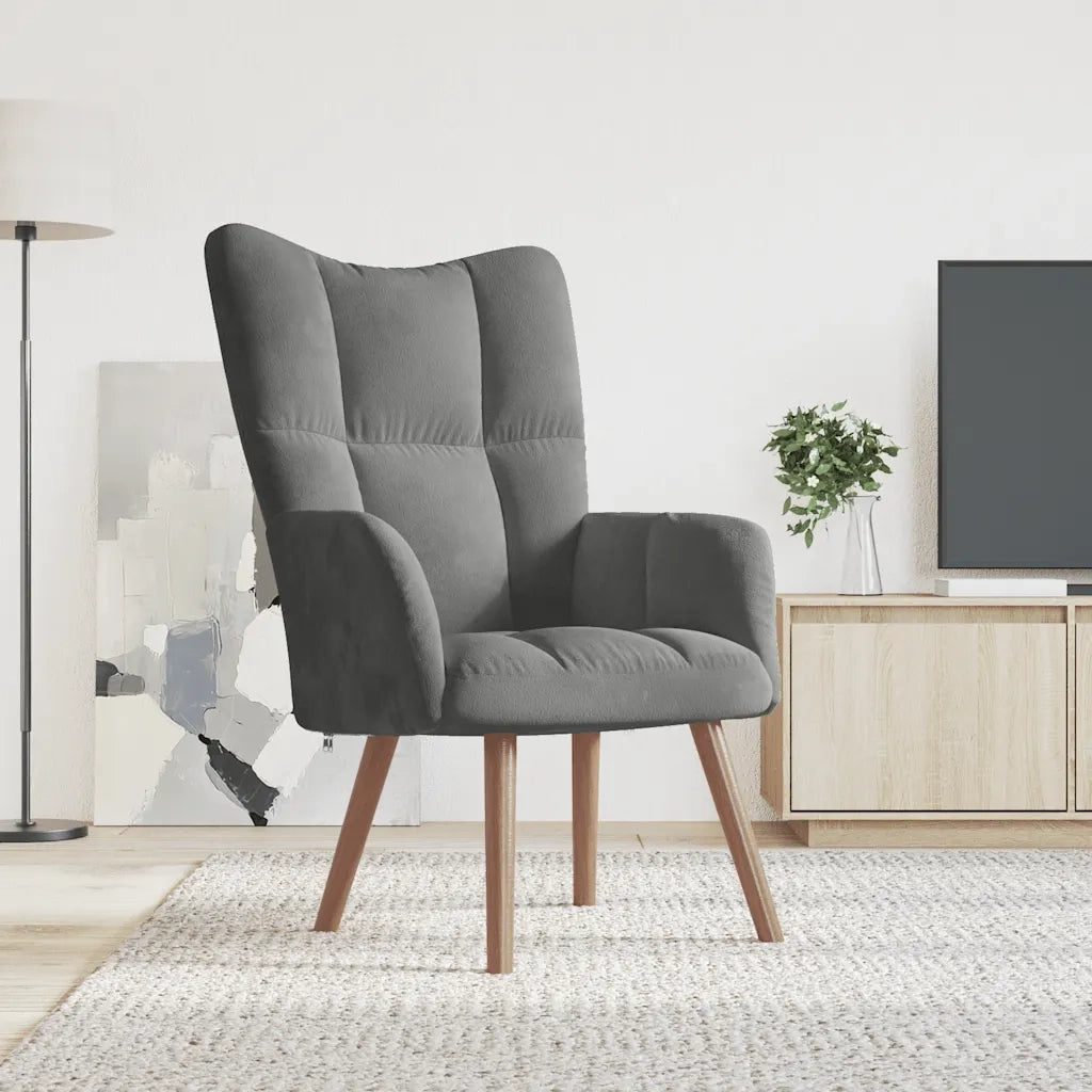 Poltrona | Sedia Relax Grigio Scuro in Velluto