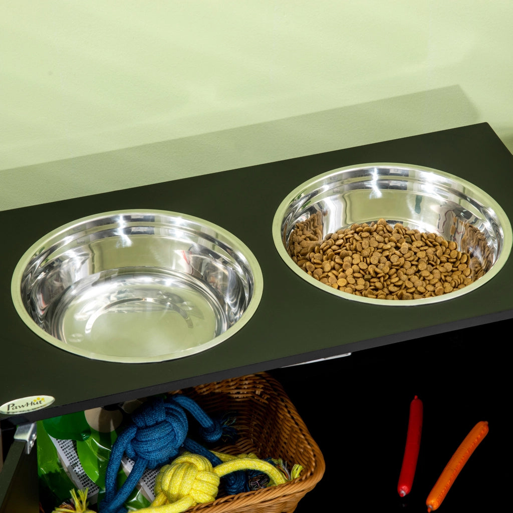 Ciotola per Cani Rialzata con Contenitore ¨C Minimal ¨C Nero 60x30x35.5cm