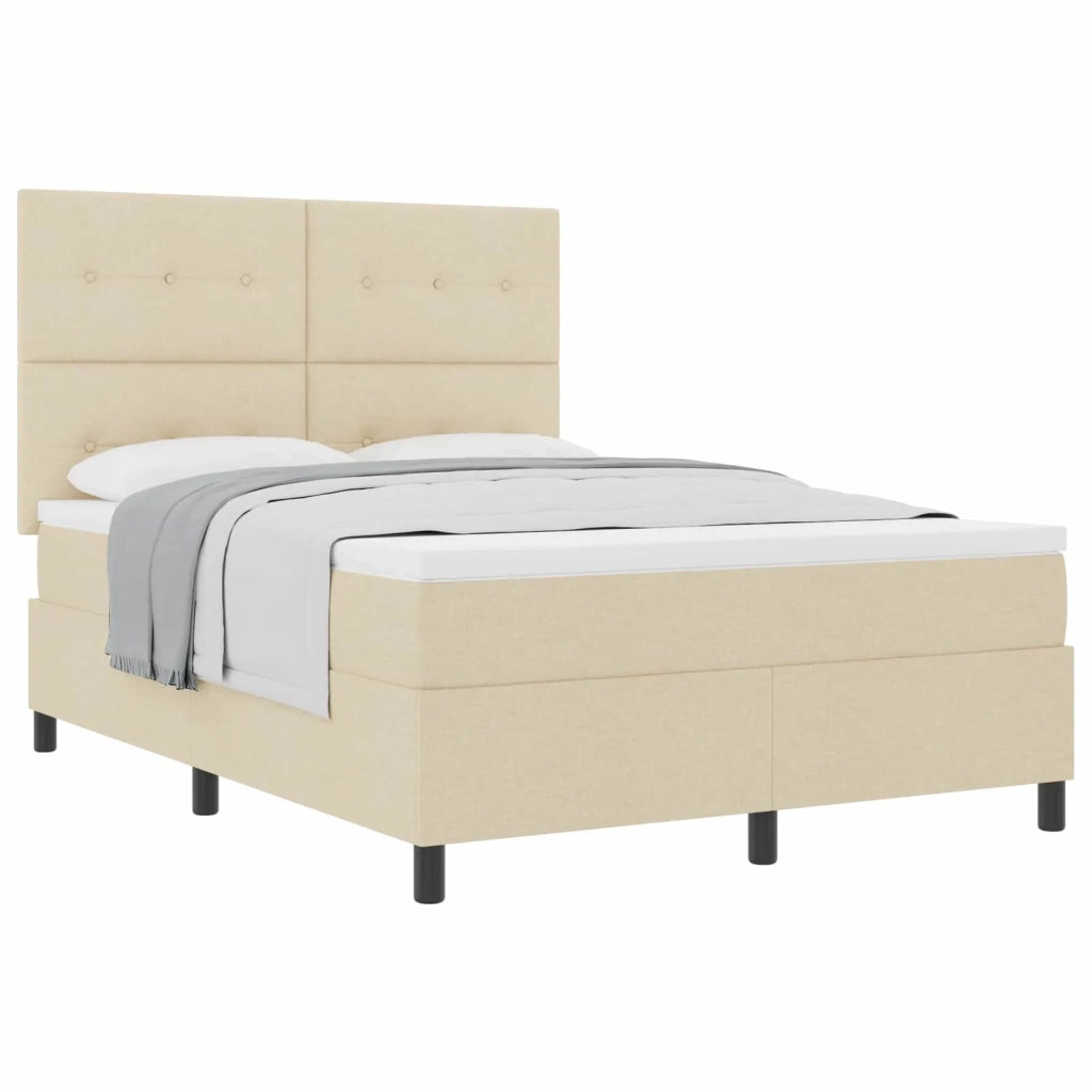 Letto a molle con materasso Crema 140 x 200 cm Tessuto 3339397