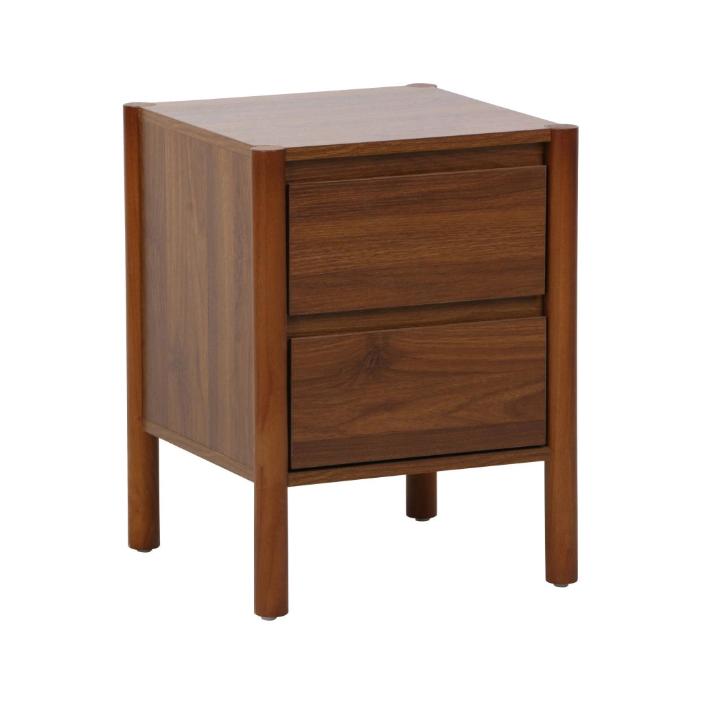 Comodino decorazione legno 2 cassetti, noce
