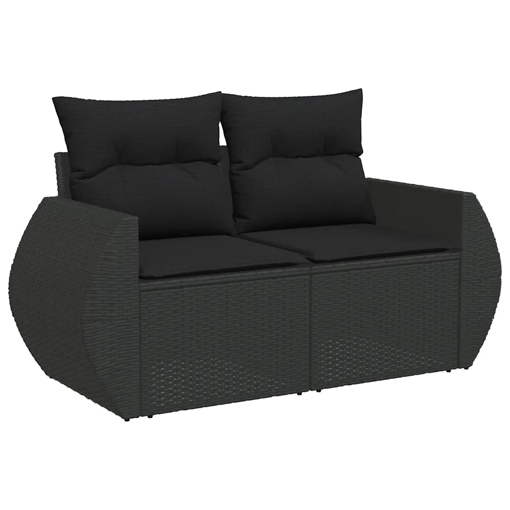 Set Divano da Giardino 6 pz con Cuscini Nero in Polyrattan 3327247