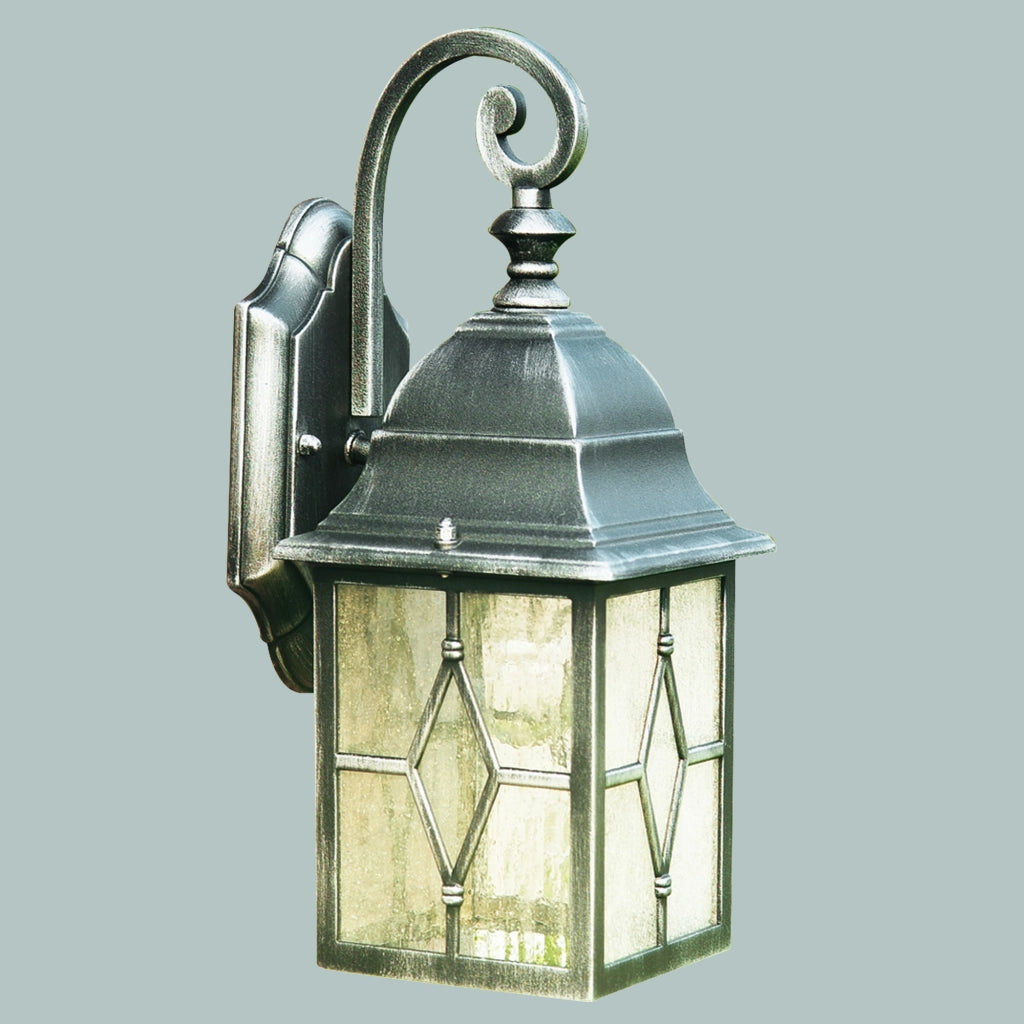 Applique Vintage-Decò Genova Alluminio Nero Vetro Argento 1 Luce E27