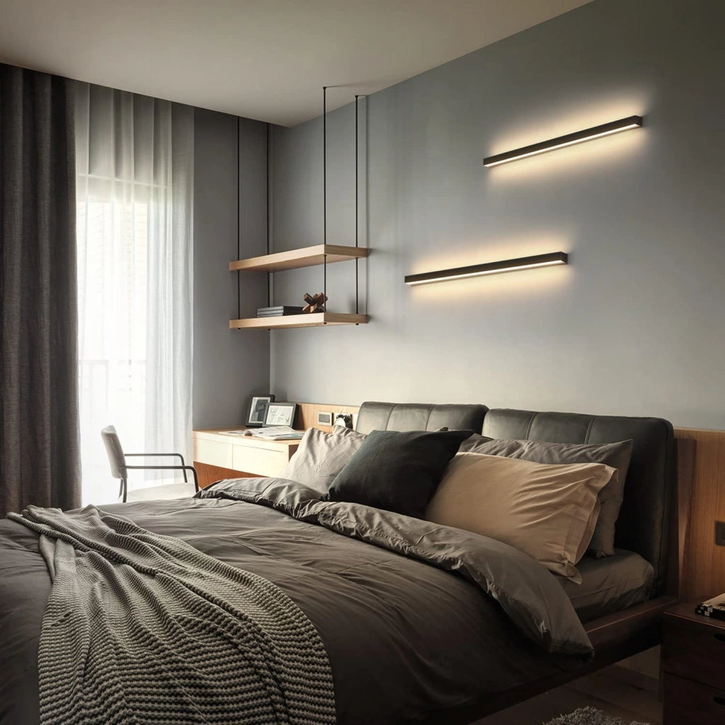 ZMH Applique da parete a LED per interni lampada da parete nera 60cm moderna per corridoio e bagno