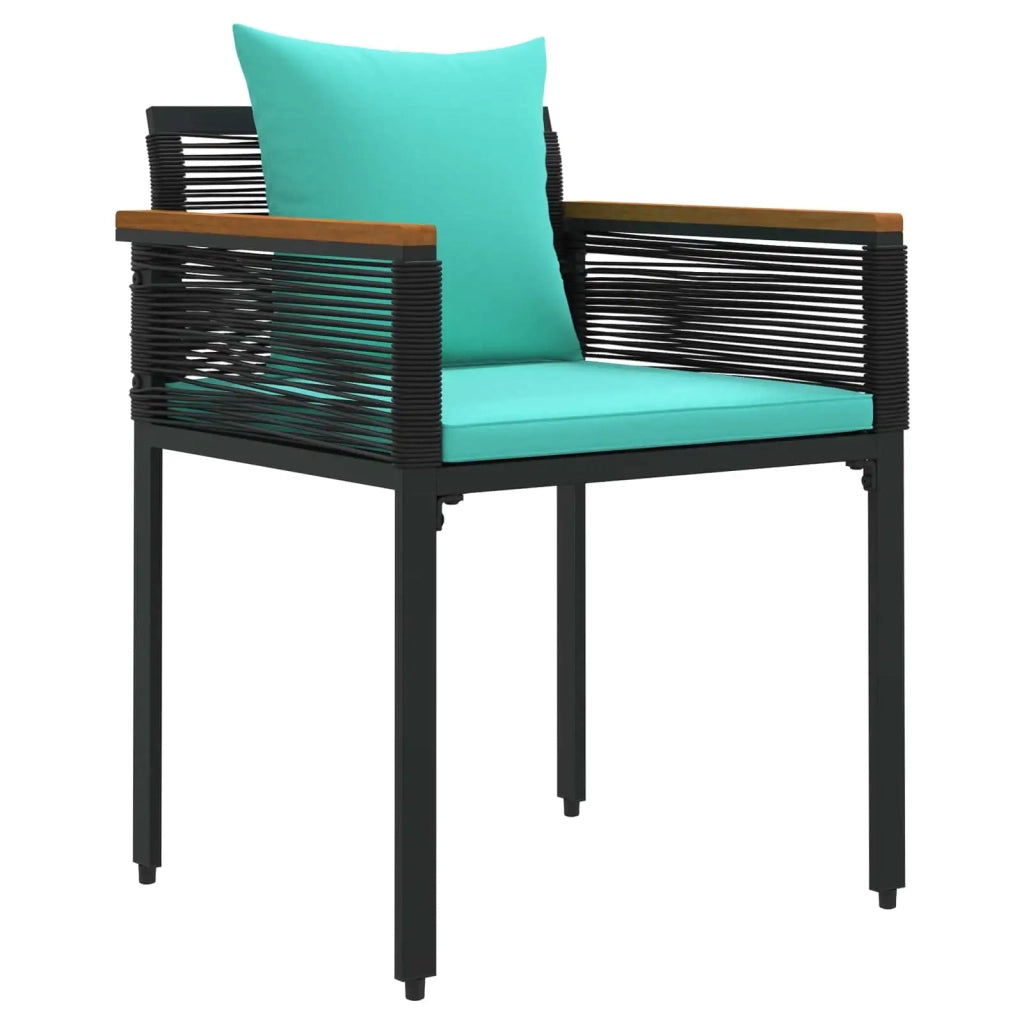 Set di Mobili da Esterno 4 pcs Nero e Turchese Rattan in PE