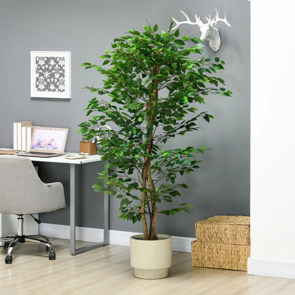 Pianta Ficus Artificiale ¨C Minimal ¨C Verde 180 cm Vaso Metallo