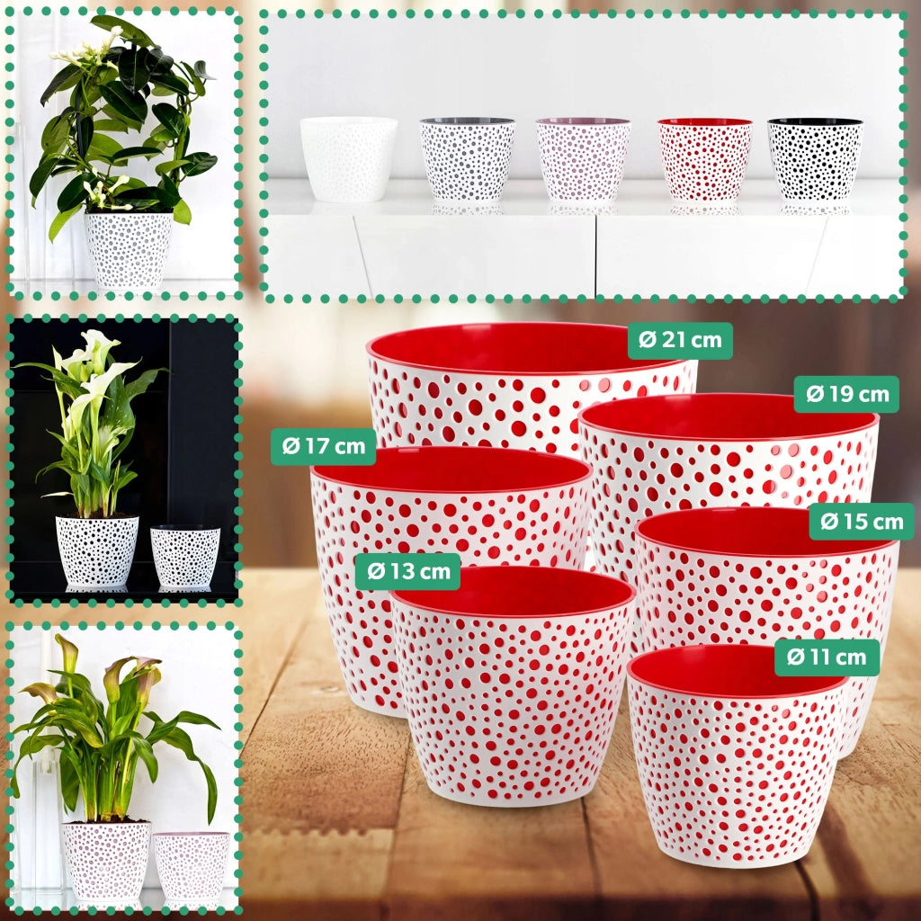 Vaso da fiori KADAX rotondo in plastica, 21 cm, rosso