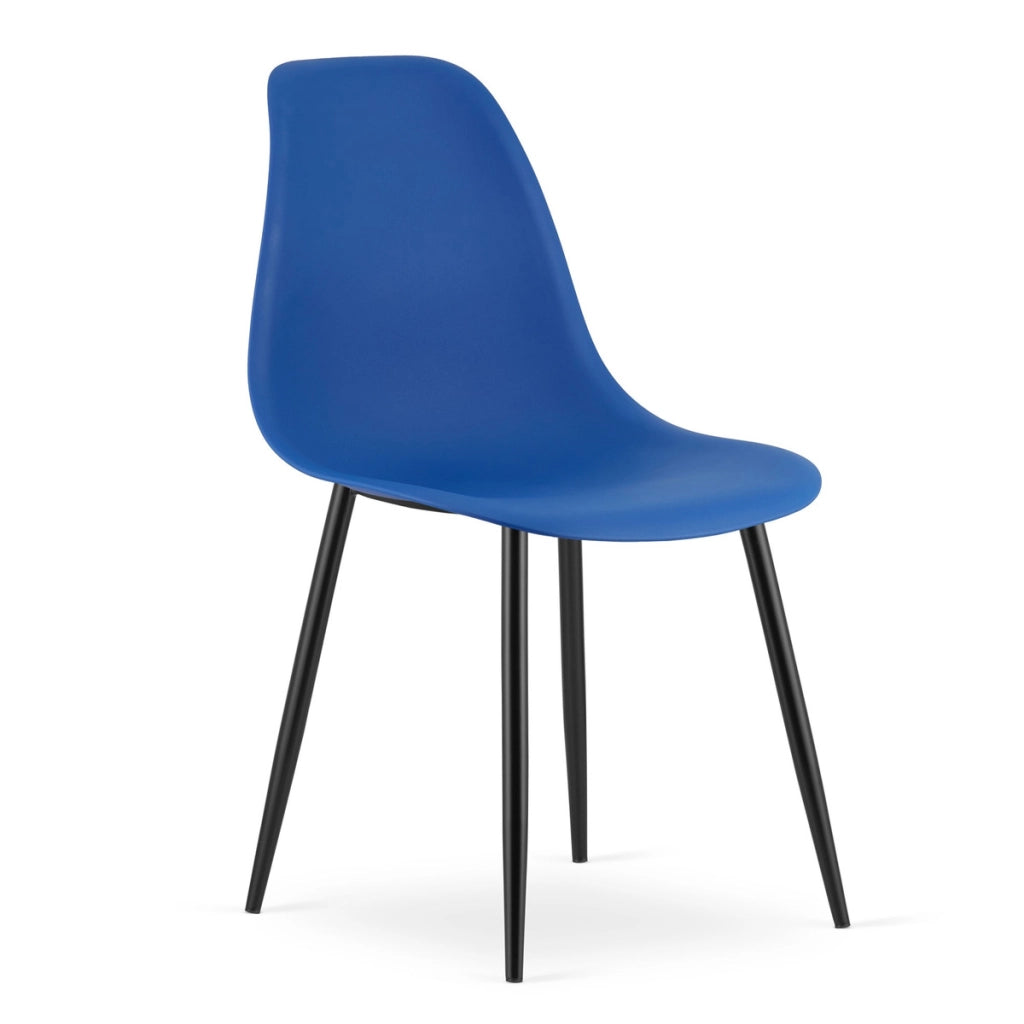 Set di 4 sedie moderne Wat blu con gambe nere